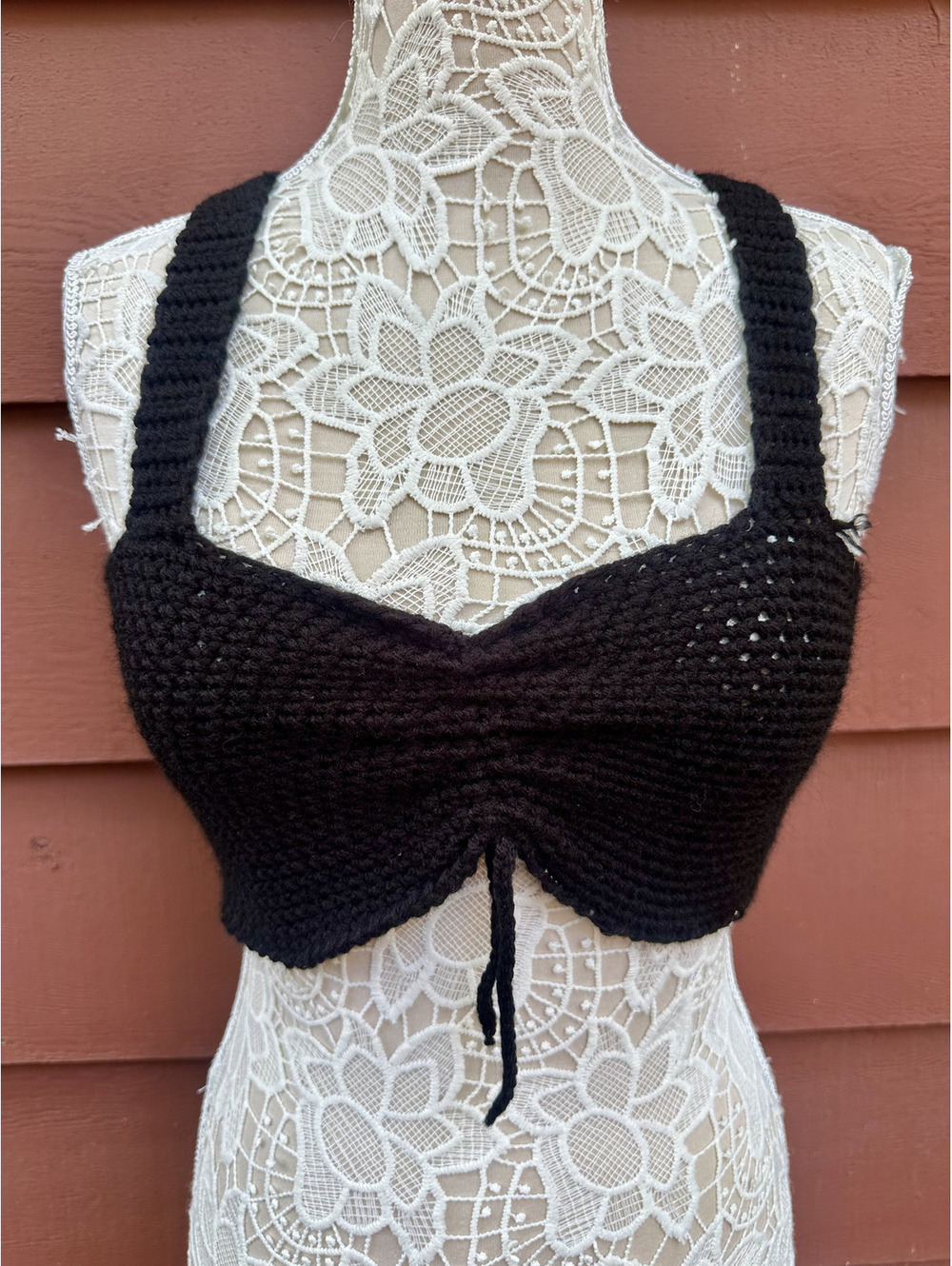 Black Crochet Crop Top Bohemian Indie Fairycore